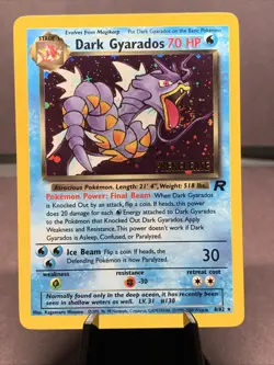 Pokemon TCG Dark Gyarados 8/82 Team Rocket Prerelease Holo Rare VTG WOTC Swirl - Image 1