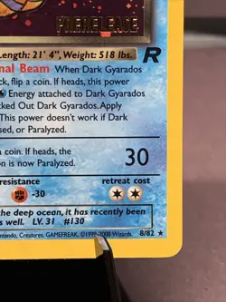 Pokemon TCG Dark Gyarados 8/82 Team Rocket Prerelease Holo Rare VTG WOTC Swirl - Image 4