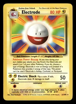 Electrode 21/102 Rare Base Set Pokemon Card - 1 - Image 1