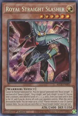 YUGIOH 1ST BLCR-EN001 ROYAL STRAIGHT SLASHER SECRET RARE NEAR MINT (NM) - Image 1
