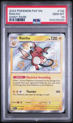 🔹PSA 10 GEM MINT🔹Raichu 132/091 Baby Shiny Rare🔸Paldean Fates 2024 Pokemon - Image 1