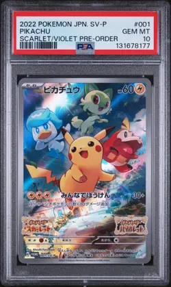 Pokemon Pikachu Scarlet Violet Pre-Order Promo #001/SV-P PSA 10 Gem Mint - Image 1