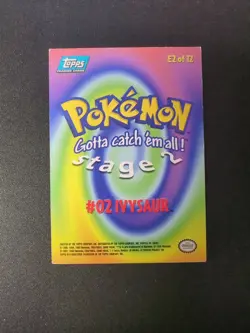 MP! HOLO FOIL Pokemon TOPPS Stage 2 #2 Ivysaur E2 of 12 The First Movie Black - Image 2