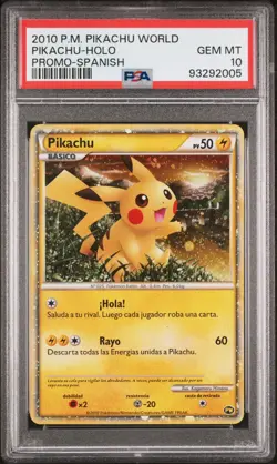 2010 Pokemon Pikachu World Promo Spanish Pikachu Holo PSA 10 GEM MINT - Image 1