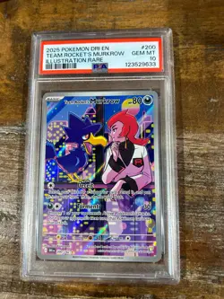 POKEMON 2025 Destined Rivals Illust. Rare TEAM ROCKET'S MURKROW #200 PSA 10 Gem - Image 1