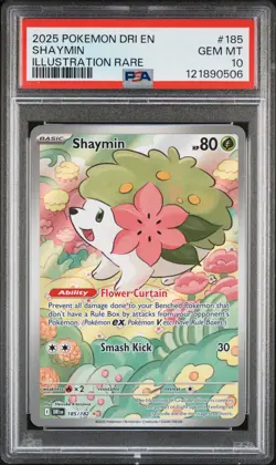 2025 POKEMON DRI EN-DESTINED RIVALS ILLUSTRATION RARE #185 SHAYMIN PSA 10 - Image 1