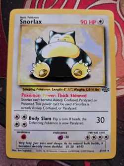 1999 Pokemon SNORLAX Jungle Set HIGHLIGTER INK ERROR Misprint Card 27/64 RARE - Image 1