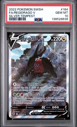 Pokemon 2022 Regidrago V Alt Full Art Holo Silver Tempest #184 PSA 10 - Image 1