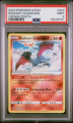 PSA 9 Radiant Charizard 020/159 2023 SWSH CROWN ZENITH Pokemon TCG MINT - Image 1