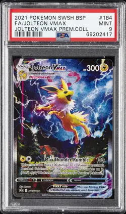 2021 POKEMON SWSH BLACK STAR PROMO #184 FULL ART/JOLTEON VMAX PSA 9 - Image 1