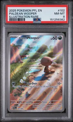 2025 Pokemon Phantasmal Flames # 102 Paldean WOOPER Illustration Rare PSA 8🔥 - Image 1