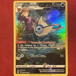 Pokemon Card- Vaporeon SWSH09: Brilliant Stars Trainer Gallery #TG02/TG30 - Image 1