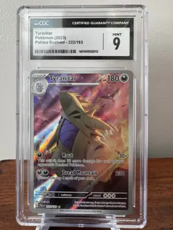 2023 POKEMON PAL EN-PALDEA EVOLVED ILLUSTRATION RARE #222 TYRANITAR CGC 9 - Image 1