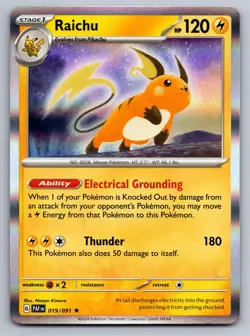 Raichu 019/091 Rare Paldean Fates Pokemon Holo Near Mint - Image 1