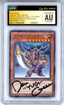 CGC Authentic Auto 10 Dan Green Yu-Gi-Oh! TCG Buster Blader 711C-JP002 7-11 Jp - Image 1