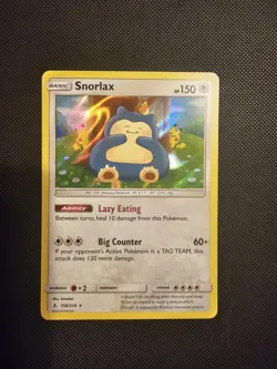 Pokemon TCG Snorlax 158/214 SM Unbroken Bonds Holo Rare Card with Pikachu NM - Image 1