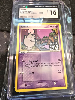 CGC 10 GEM MINT Pokemon Card Spoink EX Crystal Guardians 62/100 *Quick Ship* psa - Image 1