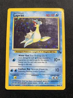 Lapras 10/62 Fossil Unlimited Holo Rare Pokemon Card Heavily Played (HP) - Image 1