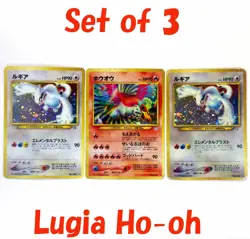Lugia No.249 Ho-Oh No.250 Rare Neo Genesis Holo Old Back Japanese Pokemon Card - Image 1