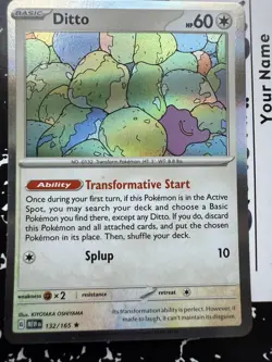 Pokemon TCG Ditto Scarlet & Violet Holo Rare Card 132/165 - Image 1