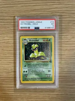 Pokemon TCG Victreebel Jungle Holo Card 14/64 Unlimited Holo Rare, PSA 5 - Image 1