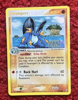 2006 POKEMON EX CRYSTAL GUARDIANS SET SWAMPERT HOLO CARD, 27/100 USED - Image 1
