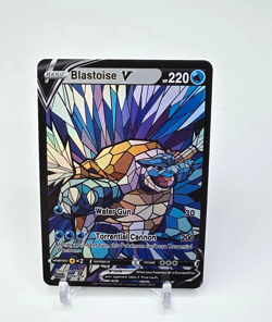 Custom HOLO STAINED GLASS Blastoise Card Holo Blastoise V READ DESCRIPTION BELOW - Image 1