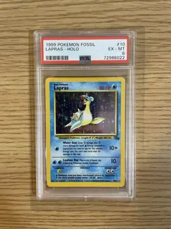 1999 Pokemon TCG Lapras Fossil Holo Unlimited Rare Card 10/62 PSA 6 - Image 1