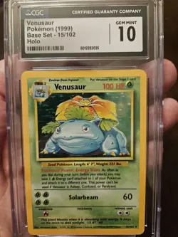 Sold - Venusaur Pokemon Card 1999 Base Set Holo CGC Gem Mint 10 - Image 1