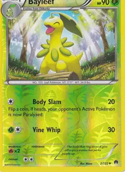 BAYLEEF 2/122 REVERSE HOLO POKEMON BREAKPOINT - Image 1