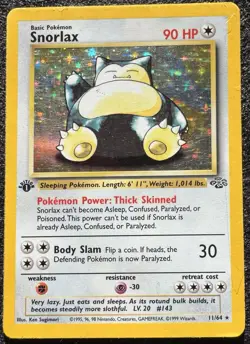 Pokemon TCG Snorlax Jungle 1st Edition Holo Rare 11/64 1999 WOTC 90HP - Image 1