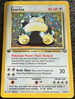 Pokemon TCG Snorlax Jungle 1st Edition Holo Rare 11/64 1999 WOTC 90HP - Image 2