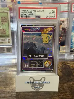 1998 Pokemon The Movie Meiji Promo Prism Cracked Ice 28 Sad Pikachu PSA 6 POP15! - Image 1