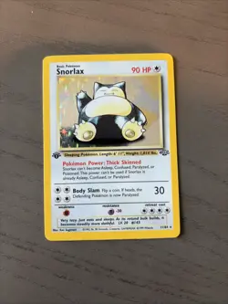 Pokemon TCG Snorlax Jungle 1st Edition Holo Rare 11/64 90 HP English 1999 LP-B4 - Image 1
