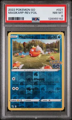2022 POKEMON GO #021 MAGIKARP-REVERSE FOIL PSA 8 - Image 1