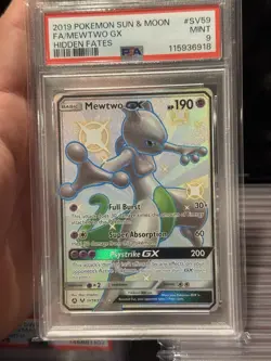 Shiny Mewtwo GX Full Art #SV59 - Pokemon Sun Moon Hidden Fates 2019 - PSA 9 - Image 1