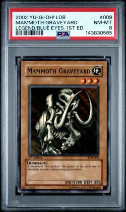 2002 Yu-Gi-Oh! Mammoth Graveyard LOB 1st Edition Common PSA 8 - Image 1