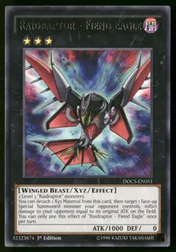 Raidraptor - Fiend Eagle DOCS-EN051 Rare Yu-Gi-Oh 1st Edition Moderately Played - Image 1