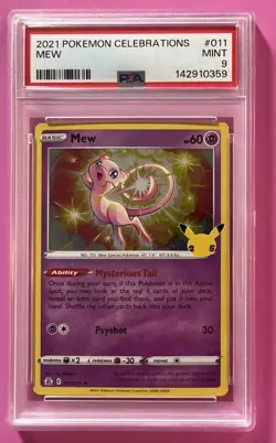 2021 MEW Pokemon Celebrations 011/025 PSA 9 MINT 25th Anniversary Card - Image 1