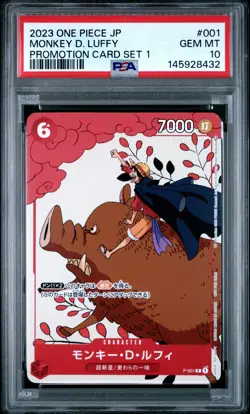 2023 ONE PIECE JAPANESE PROMOS PROMOTION CARD SET 1 #001 MONKEY D. LUFFY PSA 10 - Image 1