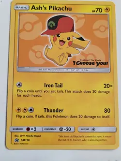 Pokemon Ash's Pikachu SM110 SM Promo Card (2017) the Pokemon Movie I Choose You - Image 1