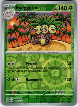 Pokemon Exeggutor 103/165 SV: Scarlet & Violet 151 NM Reverse Holo card - Image 1