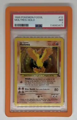 Pokemon TCG Moltres Fossil Holo Rare #12/62 PSA 7 1999 English - Image 1