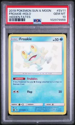 2019 POKEMON SUN & MOON HIDDEN FATES #SV11 FROAKIE-HOLO PSA 10 - Image 1