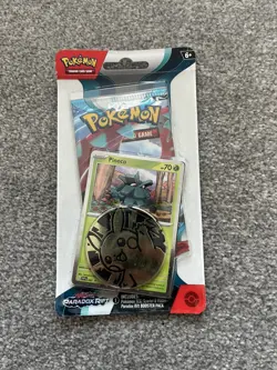 SEALED Pokemon Paradox Rift Pineco Promo Checklane Blister Pack Booster Coin - Image 1