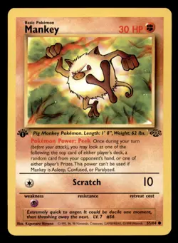 Mankey 55/64 Common Jungle Pokemon 1st Edition Near Mint - Image 1