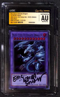 CGC Auth Auto 10 Eric Stuart Blue-Eyes Ultimate Dragon KC01-EN033 25th Anniv - Image 1