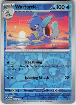 Pokemon Wartortle 008/165 SV: Scarlet & Violet 151 NM Reverse Holo card - Image 1