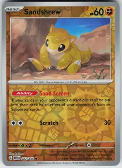 Pokemon Sandshrew 027/165 SV: Scarlet & Violet 151 NM Reverse Holo card - Image 1