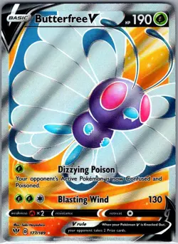 Butterfree V (Full Art) 177/189 SWSH03: Darkness Ablaze - Pokemon Card - NM - Image 1